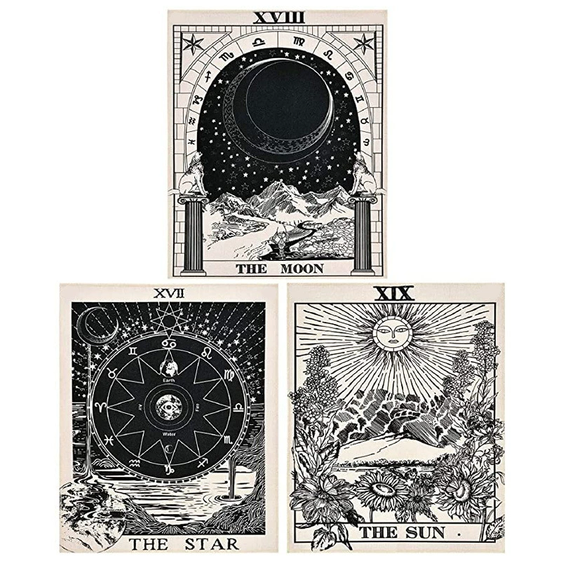 Set solar-powered, tapestry, starry sky for bedroom, 3 piece set
