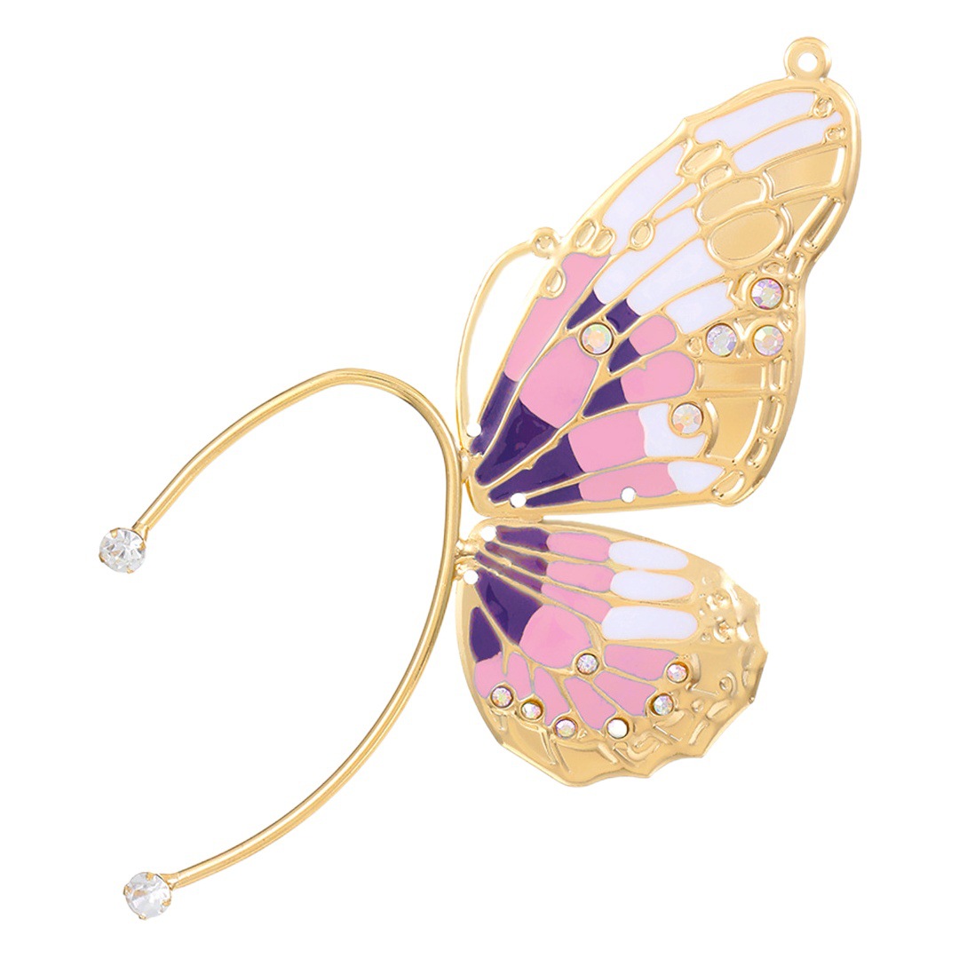 European and American cross-border jewelry sweet single elf ear clip ear clip female rhinestone wings without pierced butterfly ear bone clip