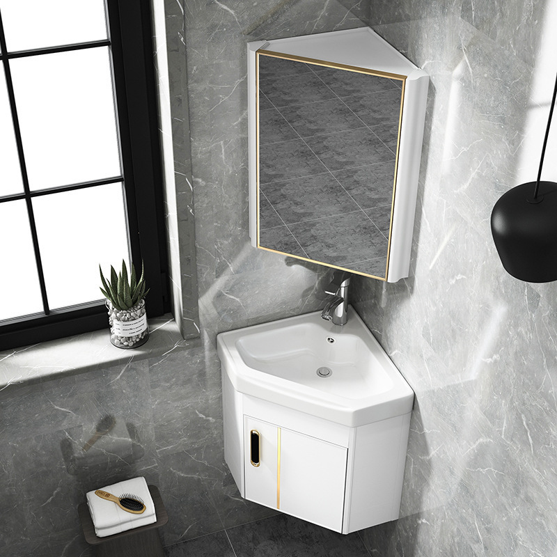 Triangular Washbasin Corner Ceramic Washbasin Washstand Mini Small Apartment Wall-Mounted Washbasin Cabinet Combination