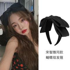 Korean cute double-layer butterfly bow hair clip for women high forehead black oversized hair clip hair pin headband hair accessory
