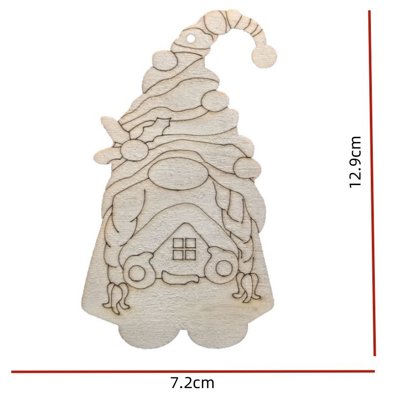 木质未完空白圣诞小矮人挂件挂牌 DIY儿童绘画假日家居装饰用品|undefined