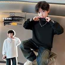 男童德绒卫衣半高领秋冬款2025新款冬季打底衫大儿童加绒加厚上衣