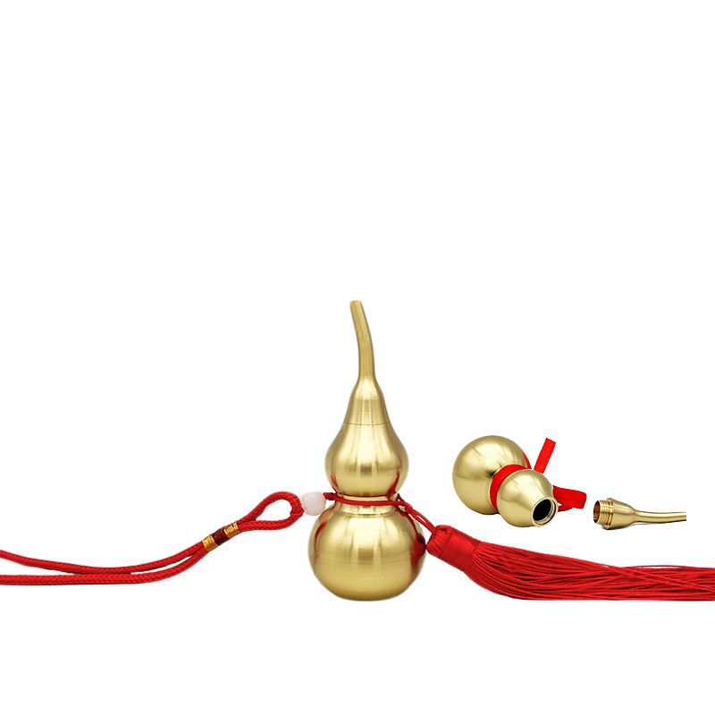 Pure Copper Gourd Pendant with Hollow Opening, Door-To-Door Five Emperors' Coins, Copper Car Hanging Ornament, Home Decoration Ornament