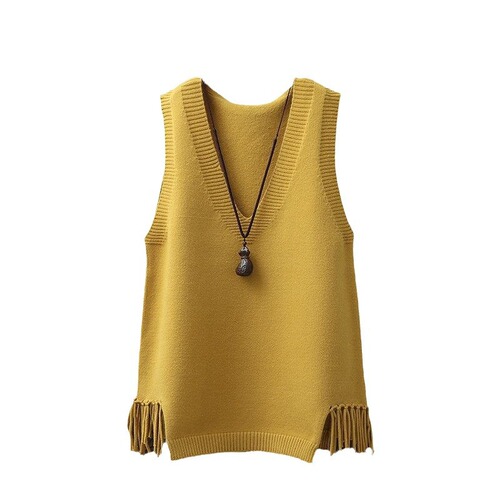 Women's Spring V-Neck Vest, Winter Short Student Knitted Sweater, Korean-Style All-Match Waistcoat