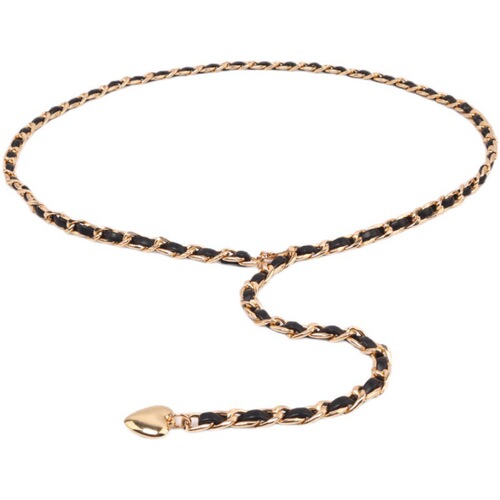 Love round beads small fragrant style metal chain belt braided waist girdle Ins style peach heart beauty head and waist chain for women