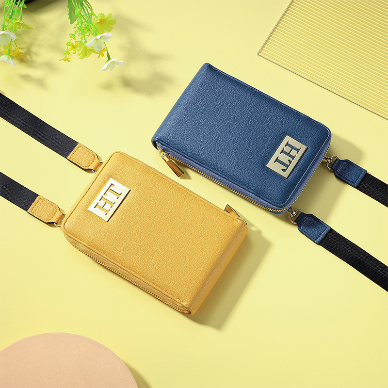 Bolso del teléfono móvil con cremallera bolso de hombro simple del color sólido de las mujeres cartera multifuncional bolso de cuero de las mujeres bolso del teléfono móvil al por mayor