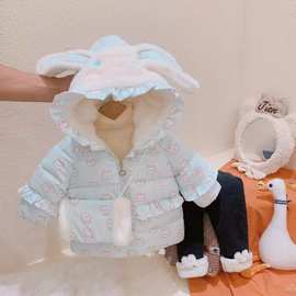 儿童中小童女宝宝冬装新款加绒外套衣服婴儿宝宝上衣可爱棉袄
