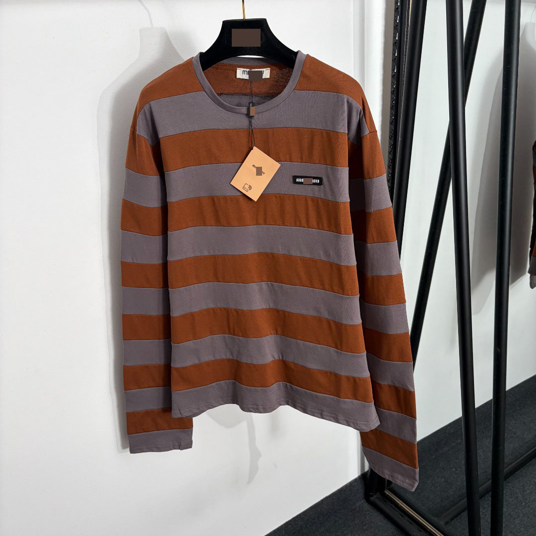 Long-Sleeve T-Shirt With Logo Patch Brand Logo And Color-Blocked Stripes_ecoleips.com