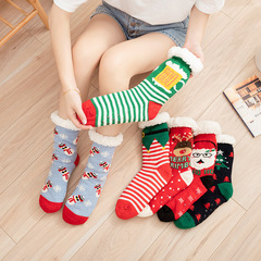 Winter Christmas Fleece Lined Thick Adult Unisex Sleep Socks Lamb Wool Slippers Socks