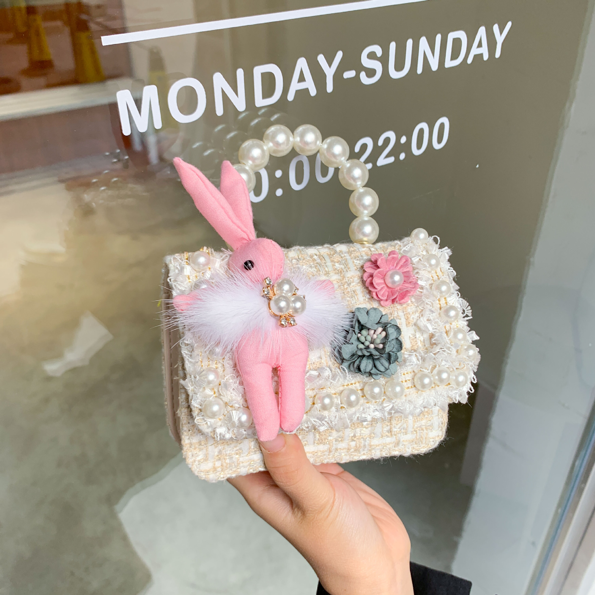 Bolso de perla para niños nuevo estilo coreano lindo estilo occidental bolsa de mensajero para niñas princesa mini cambio bolsa de accesorios