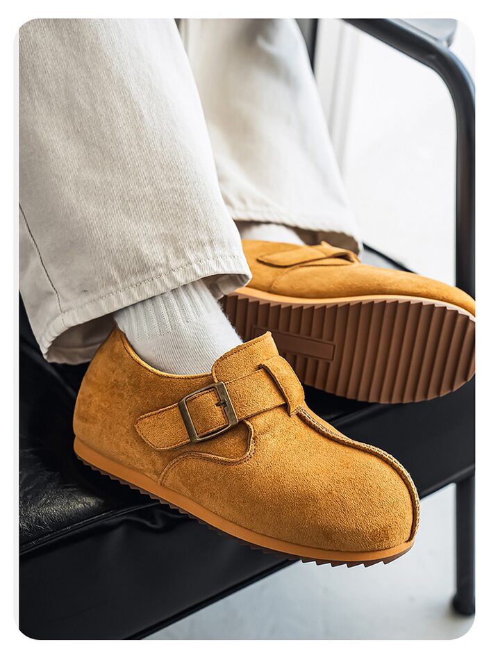 Giày lười nam mũi tròn phong cách retro, dễ xỏ, chống trượt, gót vừa 3-5 cm — 2873 màu kaki, 2873 màu vàng, 2873 màu đen chi tiết 12