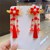 Hairgrip with bow, hairpins with tassels, children's hair accessory, red Hanfu, Chinese style