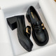 2024 Spring and Autumn New Thick Sole Thick Heel Retro Small Leather Shoes High Heel Lefu Shoes Single Shoes Women's Large Size Shoes 41-43