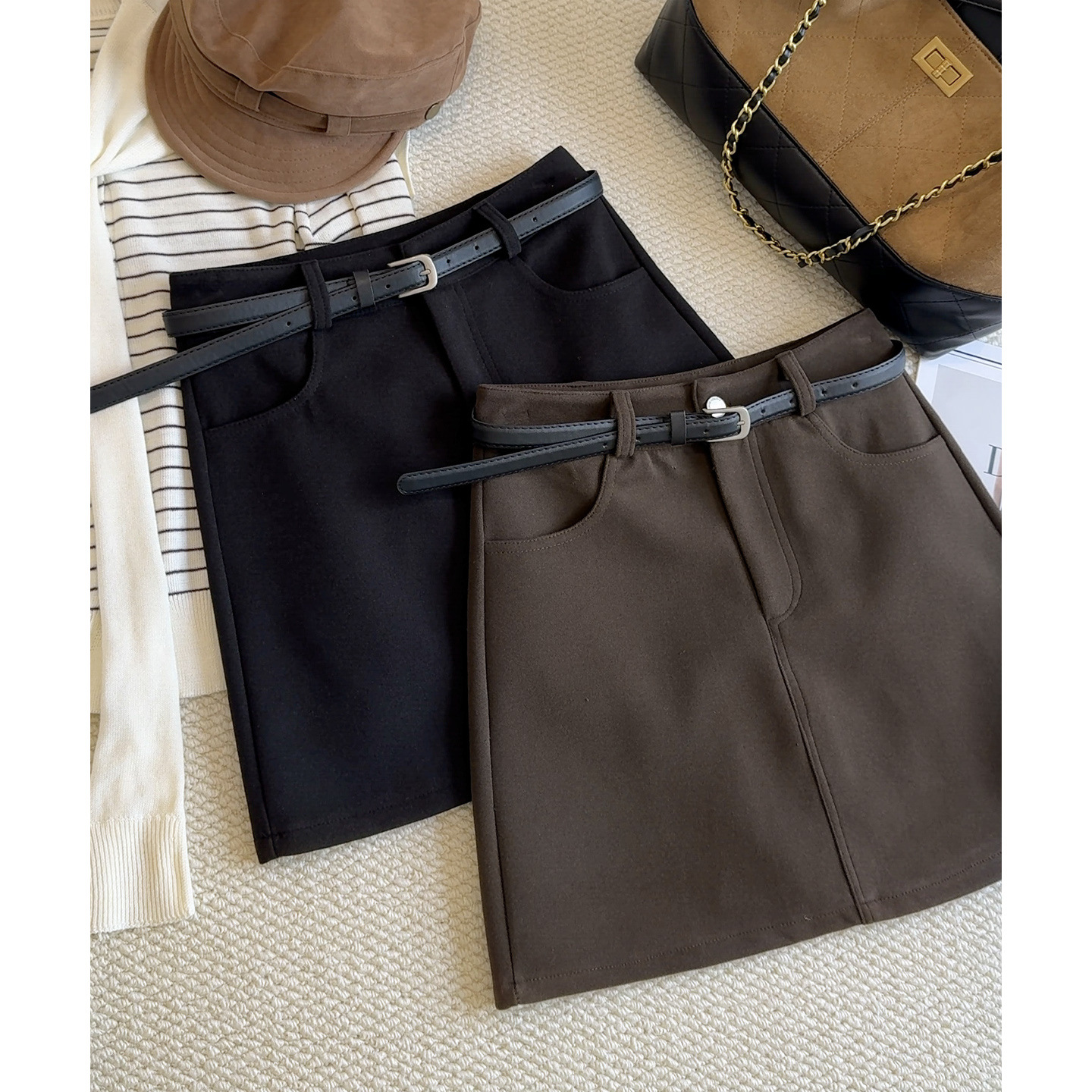 秋冬防走光A字毛呢半身裙女25新款气质高腰遮胯显瘦包臀西装短裙