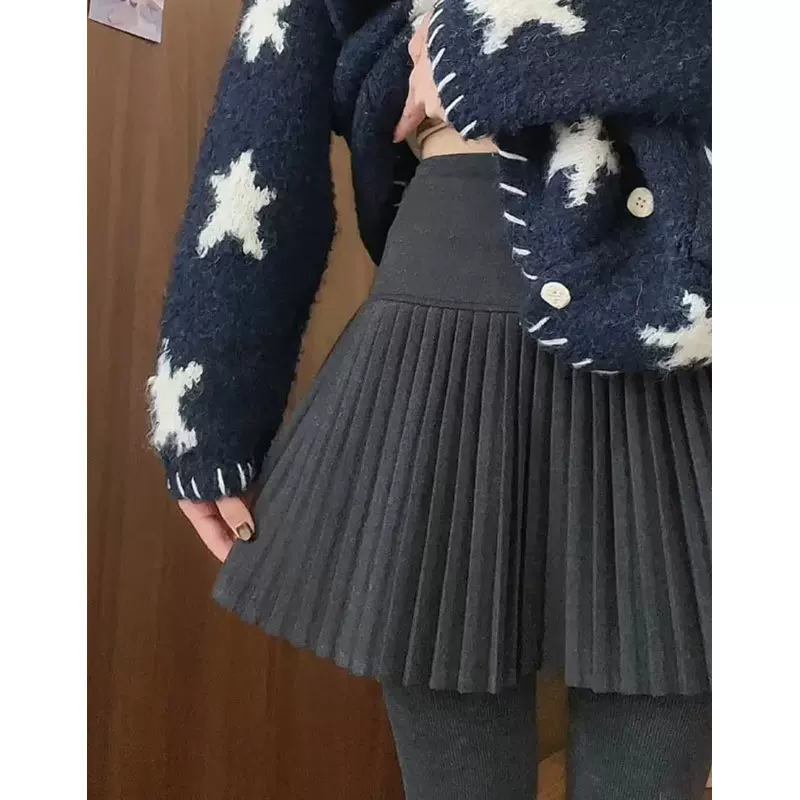 毛呢百褶裙女2026春款高腰显瘦jk短裙小个子a字保暖防风半身裙