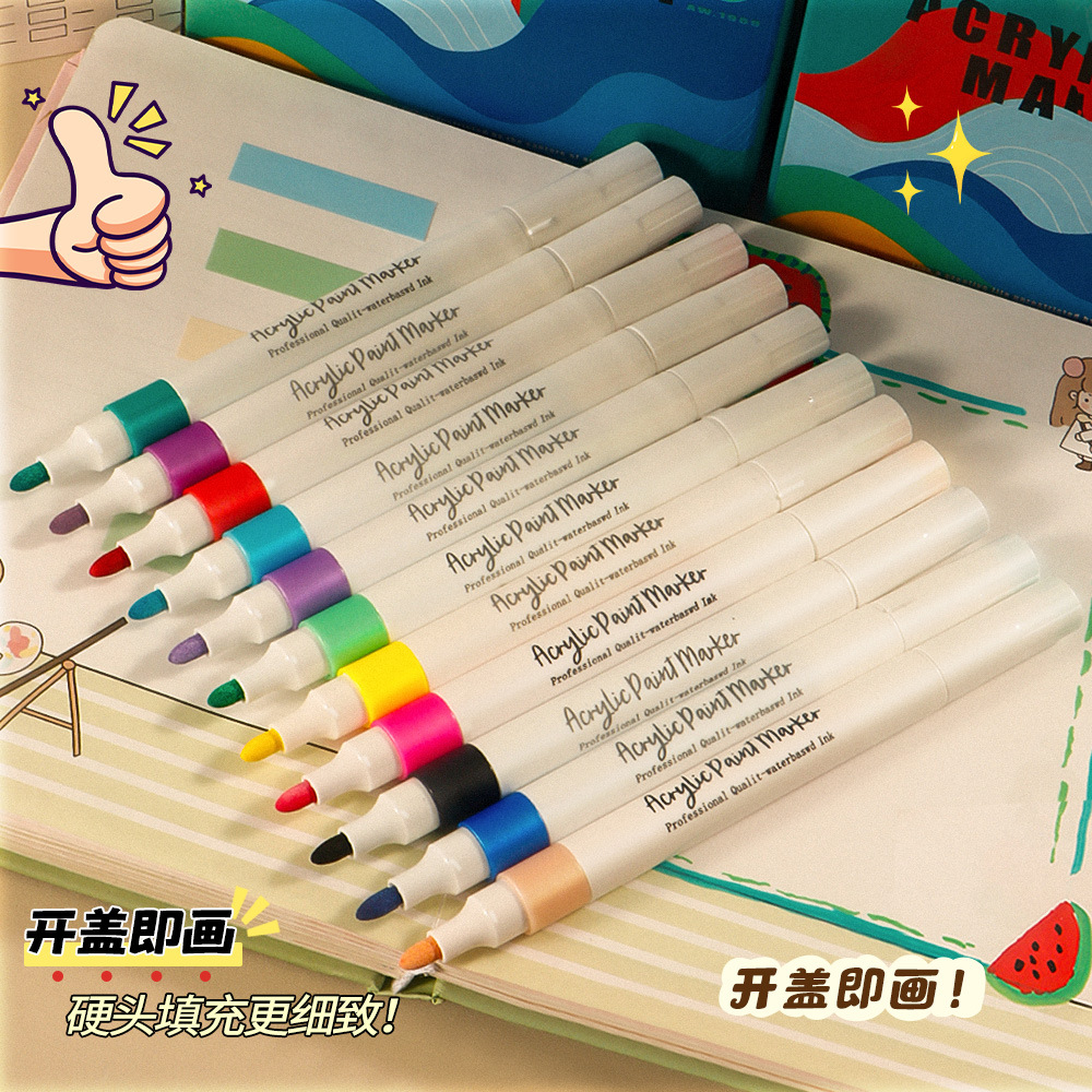 Marcador de acrílico 80 color conjunto de cabeza dura de alta capacidad caja de regalo de pintura de color de agua no se desvanece no se desvanece