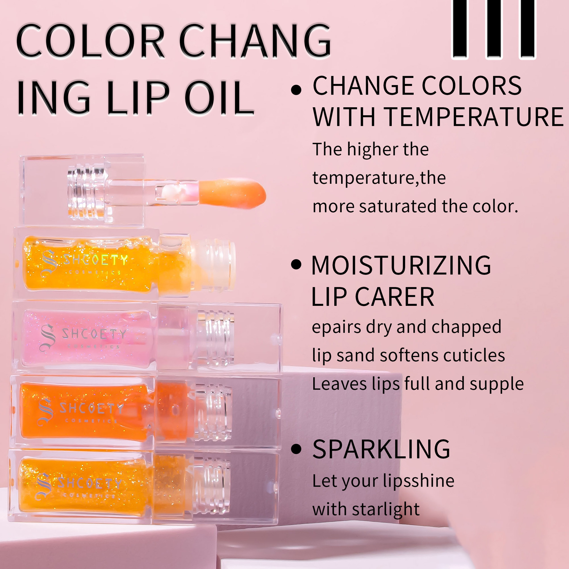 SHCOETY Cross-border Thermochromic Lip Oil Moisturizes and hydrates, easy to color, pearlescent fine shimmering color-changing lip gloss, and dudu Lip gloss undefined