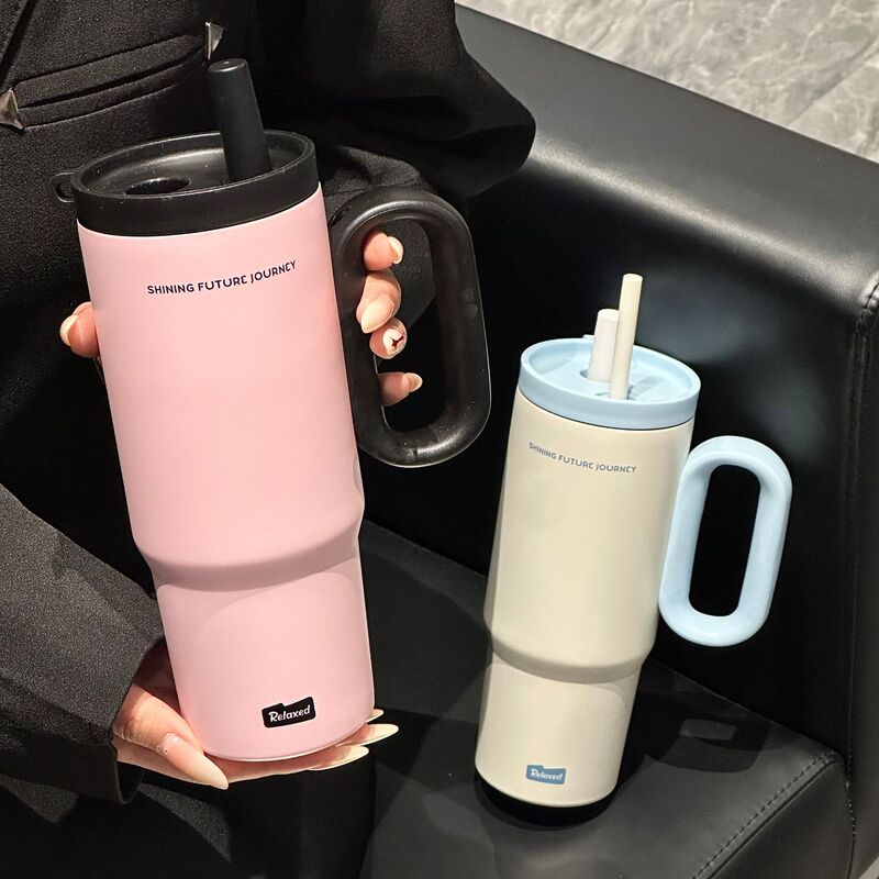 新しい Bingba 魔法瓶カップ女の子のための大容量ウォーターカップライト高級家庭用ステンレス鋼カップポータブル学生ストローカップ|undefined