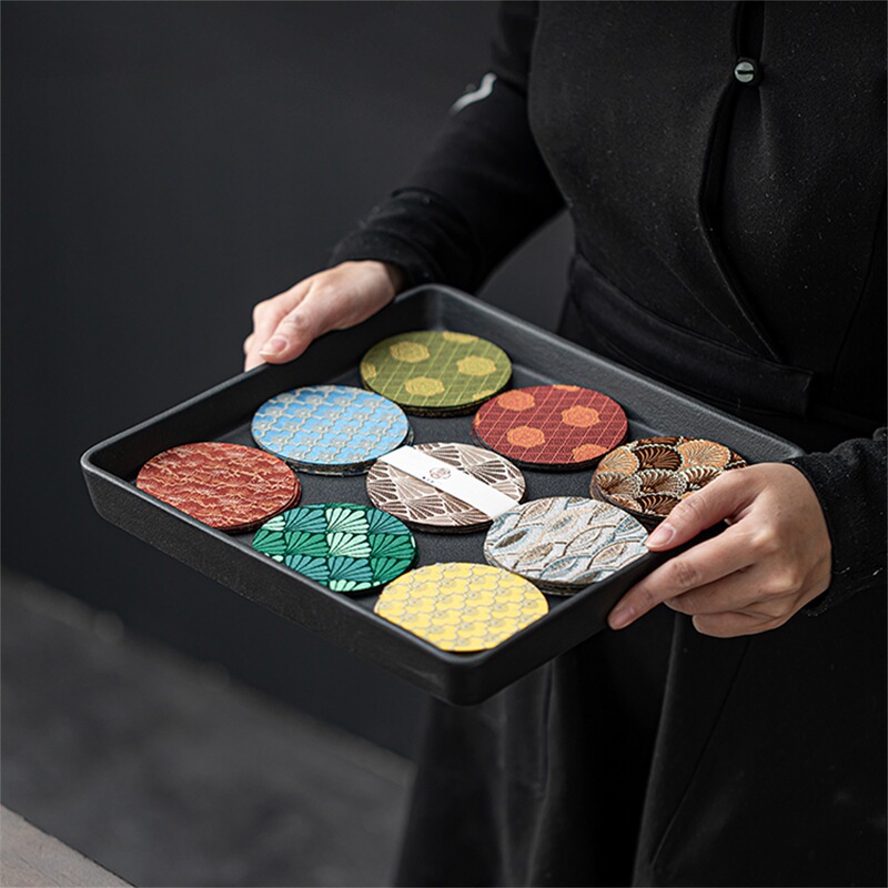 Peggy Hall Brocade Coaster Double-sided Cup Holder Fabric Round Heat Insulation Mat Tea Pot Mat Western Array Woven Tea Set Accessories Peggy Hall Brocade Coaster Double-sided Cup Holder Fabric Round Heat Insulation Mat Tea Pot Mat Western Array Woven Tea Set Accessories