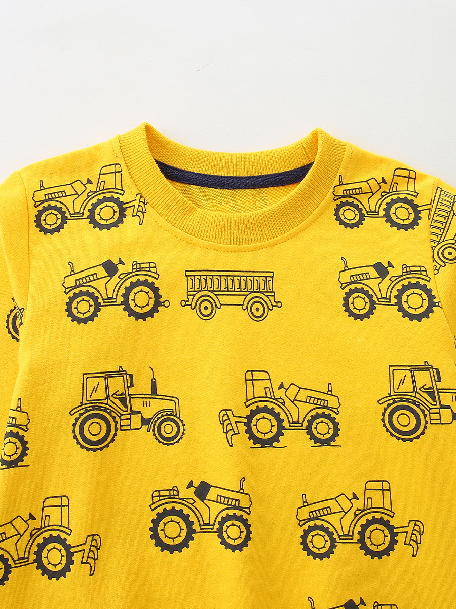 26 sudaderas nuevas de otoño para niños, estilo europeo y americano, con estampado de coches, manga larga, cuello redondo, camiseta deportiva infantil, venta al por mayor