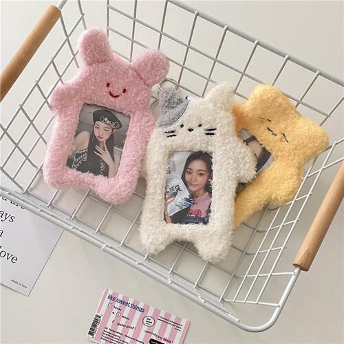 Korean cartoon cat plush card holder for girl star chasing album card display pendant student polaroid photo card holder