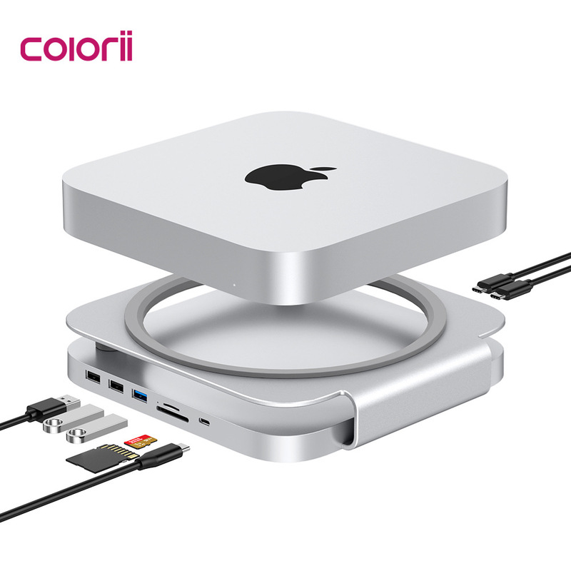 Mac Mini M4 Docking Station USB-C Expansion Dock M.2 SSD Hard Drive Enclosure NVMe SATA 10Gbps