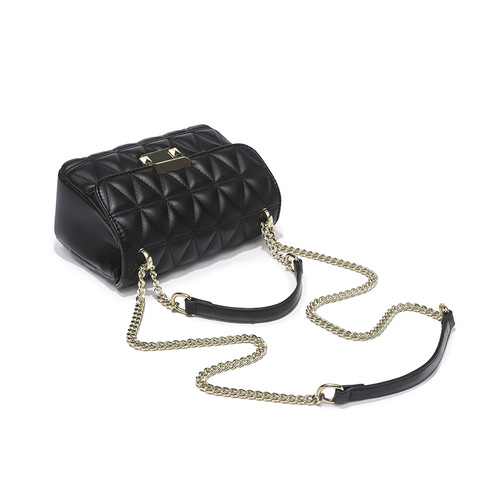 Ladies' Crossbody Bag with a Luxurious Texture and Exclusive Chanel-inspired Striped Chain Design, a Trendy Small Bag This Year