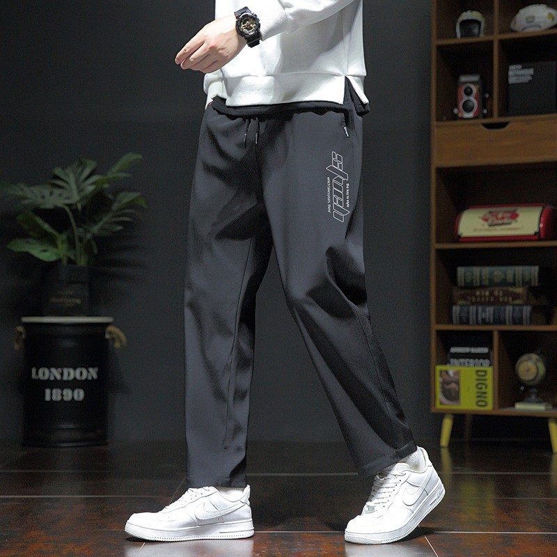 Spring and Autumn Pants Men's 2025 New Large Size Tall Loose Leg Casual Sports Pants Straight-Leg Leg Easiest for Match Pants Men's Wear