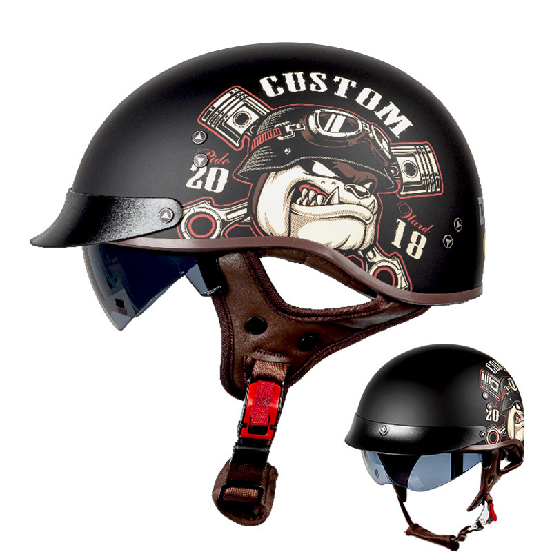 オートバイの電気自動車の半ヘルメットの復古ヘルメットを卸売りします。