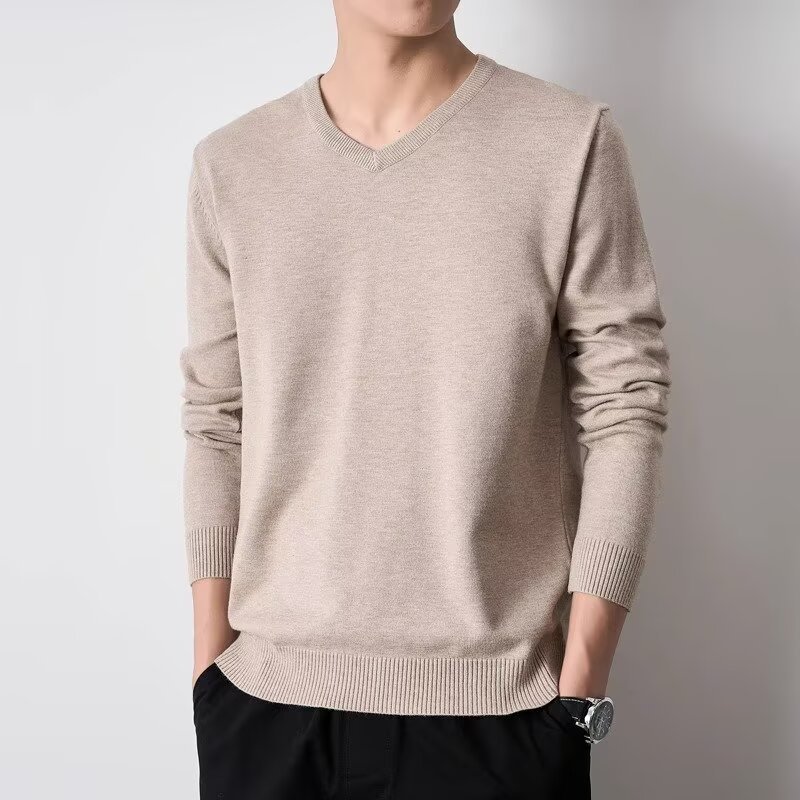 Business Heart-Shaped V-Neck Knitwear Men's Knitwear Bottoming Knitwear Men's 2025 Autum Top