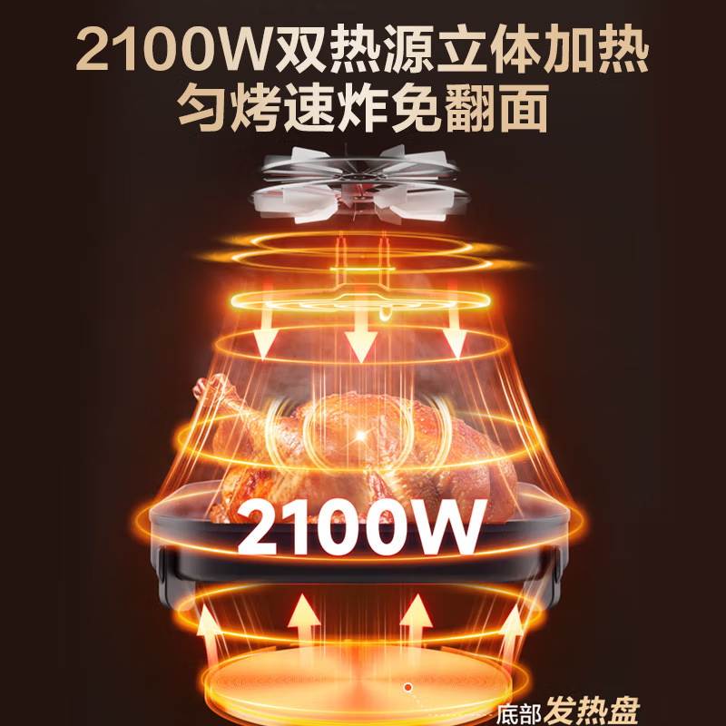 苏泊尔空气炸锅家用多功能6L可视化智能蟹控电炸锅薯条机无油|undefined