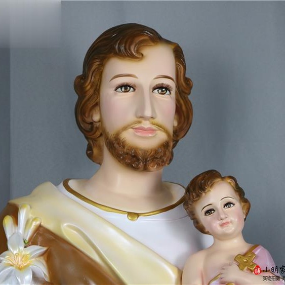 160cm José abraza al niño santo adornos mirando la estatua de fibra de vidrio decoración de la iglesia doméstica