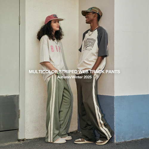 Jie Zhan Men's|American Sport Retro Striped 2025 Autumn New Brand Casual Pants Men's Long Wide Leg Pants