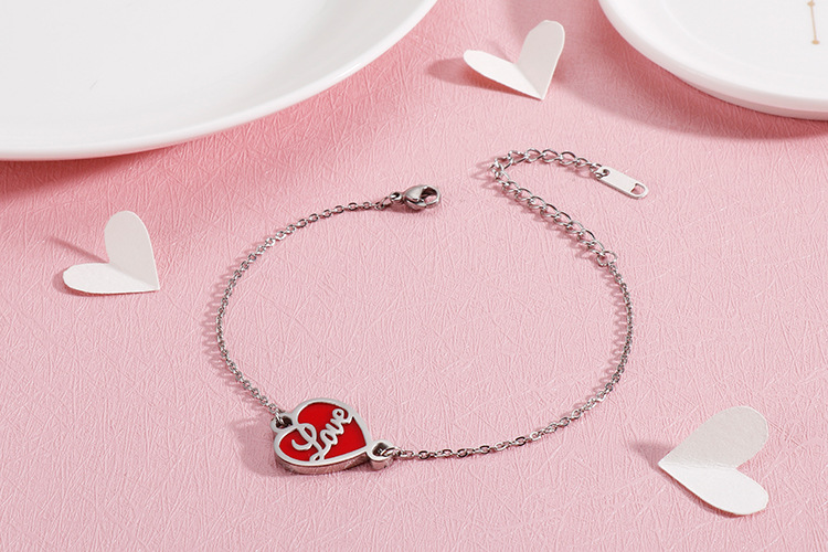 Bracelets Classification 304 Stainless Steel Chain Material Anniversary, Business, Travel Occasion European And American Stainless Steel Adjustable Heart-shaped Love Bracelet