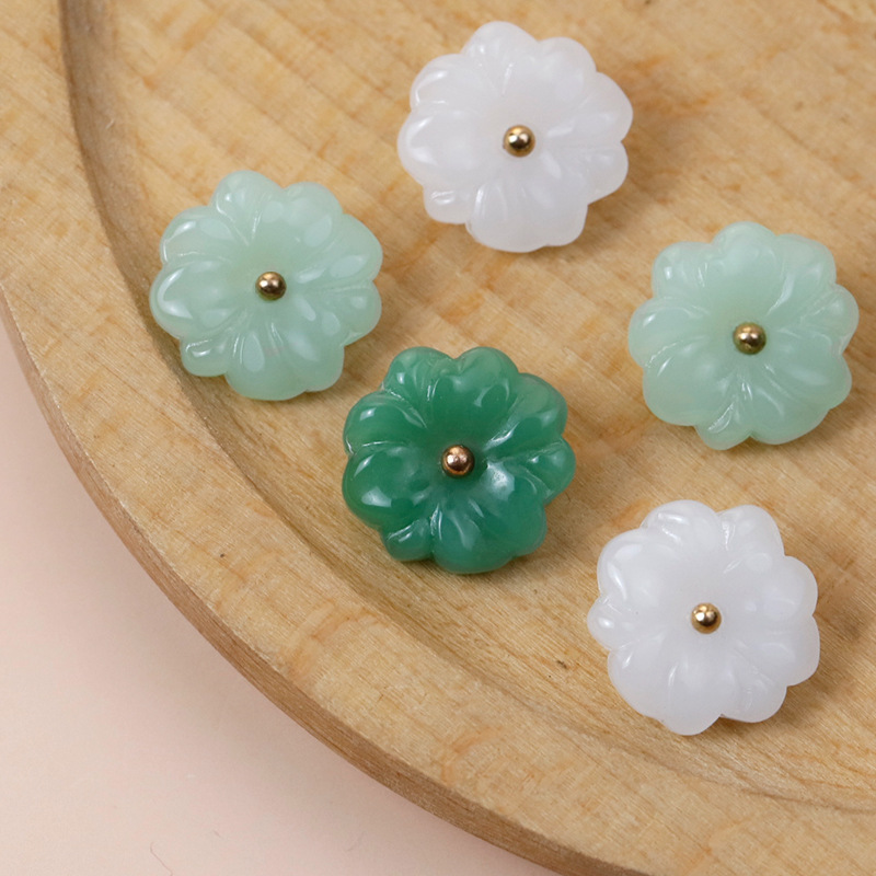 Lotus leaf imitation jade stone cheongsam button retro shirt buttons…