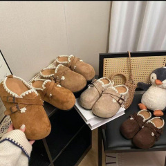 复古内增高皮带扣女生厚底勃肯拖鞋秋冬舒适百搭一脚蹬包头半拖鞋