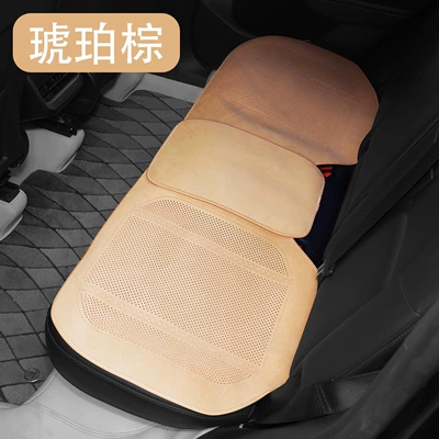 Universal seat cover: Multi-Piece Set Breathable Perforated - type-a-plush-amber-brown-rear-row-universal-model