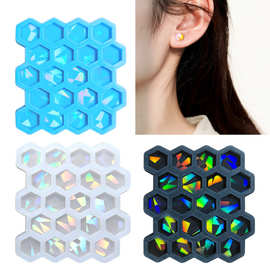 彩色几何设计全息六边形耳环硅胶模具多巴胺装饰品硅胶模具