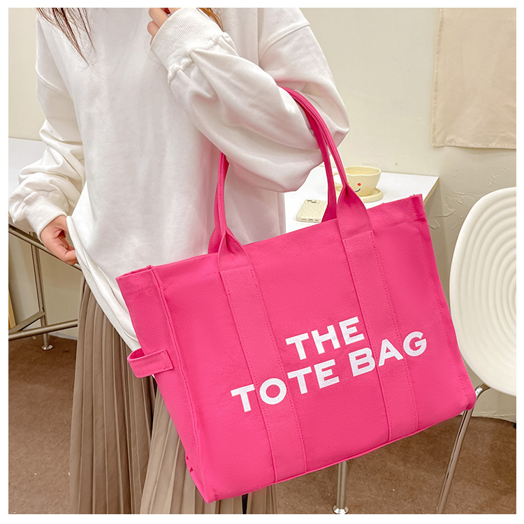 Bolso de lona Hebei Baiou para mujer, de color sólido con estampado de letras, bolso bandolera de un solo hombro con estampado de letras.