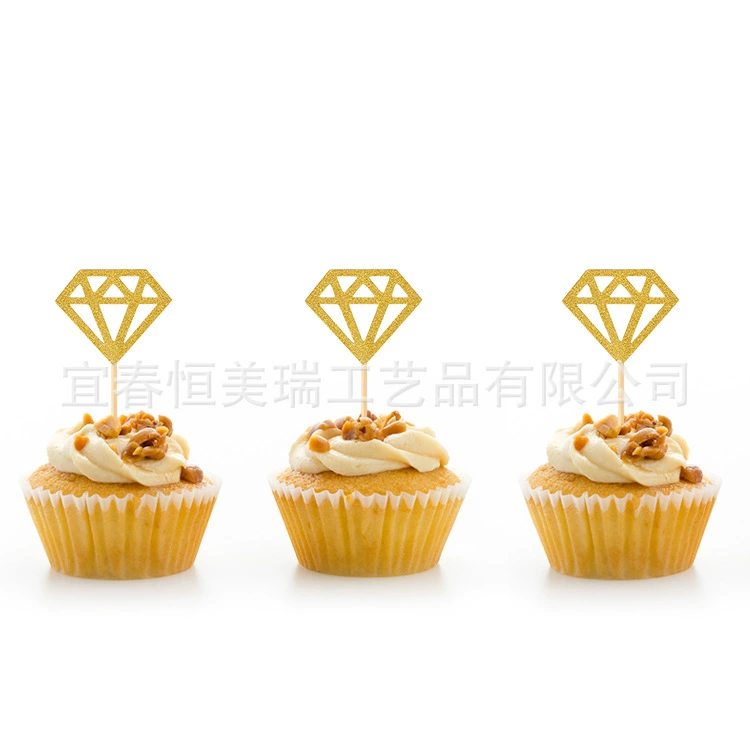 Сверкающие Алмазный Торт Карта Торт Plug-In Обручальное Тема Партии Кекс Украшения