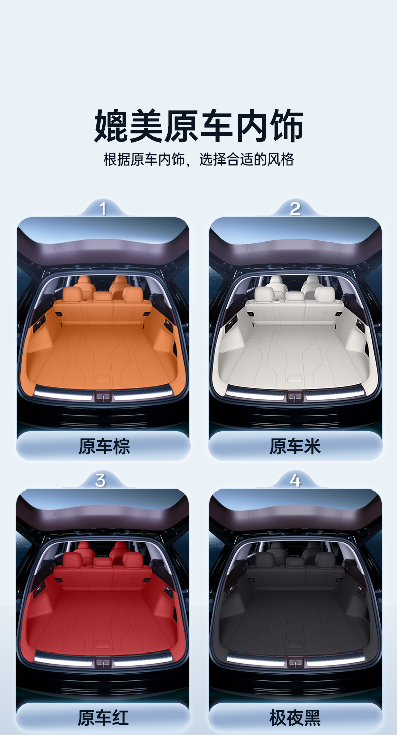 Specifically designed for 26 models of the WEY V8X, this trunk mat is a full-cover interior modification accessory