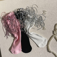 hotmoon设计师款新品轻奢流苏女儿童宝宝直板棉中筒堆堆舞蹈袜