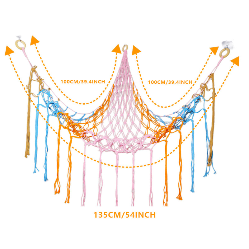 手編み綿ロープ三角ネットバッグトイハンモック壁角ネット子供のおもちゃ収納ネットバッグ装飾収納|undefined