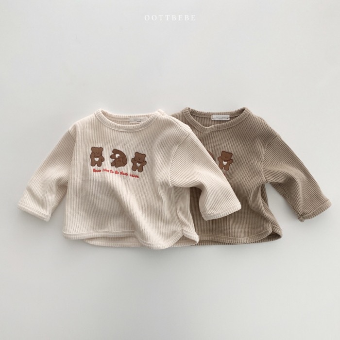 Traje de otoño para niños estilo coreano ropa para niños bebé Tres Osos traje bebé Otoño waffle traje de dos piezas primavera y otoño