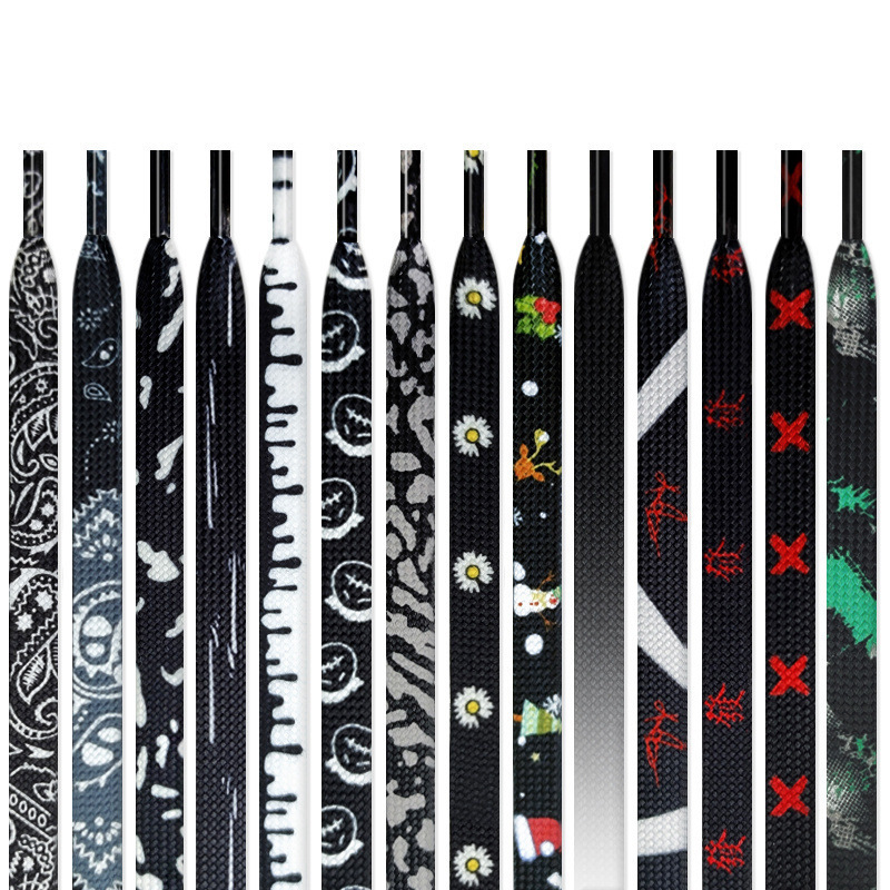 Wholesale Black Series Shoelaces Accessories for Men and Women Air Force One Aj Black Flat Shoelace Rope One Pair