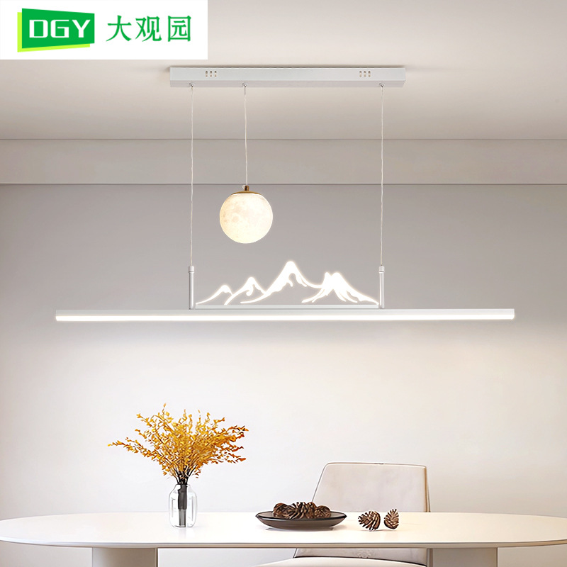 Lámpara de comedor de paisaje nueva lámpara china larga lámpara de mesa de comedor de montaña moderna simple lámpara de mesa de luna lámpara de lámpara Zhongshan 055L