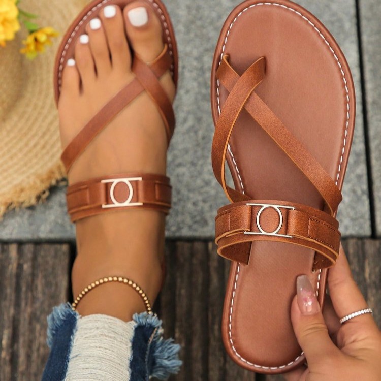Summer Women's Large Size Flat Shoes Fashion Korean Sandals Roman Style Beach Shoes_vogvips.com