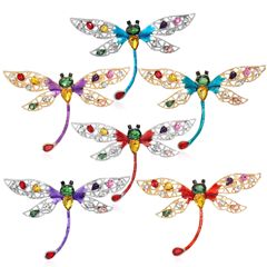 國風新款蜻蜓彩色滴油鑲鑽胸針優雅創意大氣款衣飾別針服裝配飾女