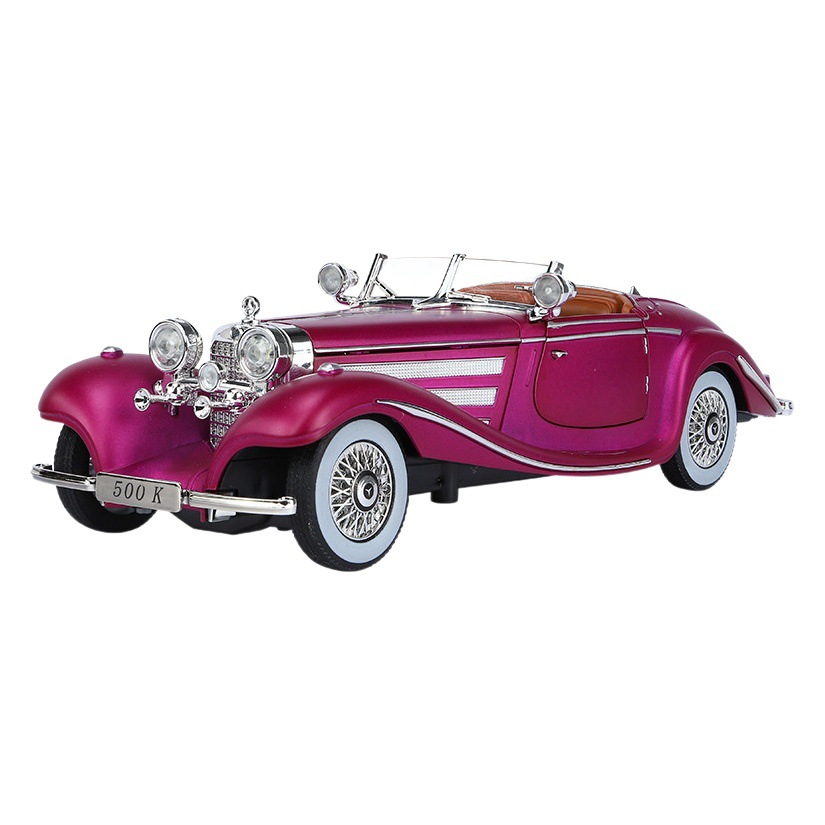 Weili aleación coche modelo 1:24 retro 500K convertible coche clásico tire hacia atrás con sonido y luz juguete coche música modelo péndulo