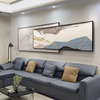 现代轻奢客厅装饰画高级感简约抽象肌理画壁画大气沙发背景墙挂画